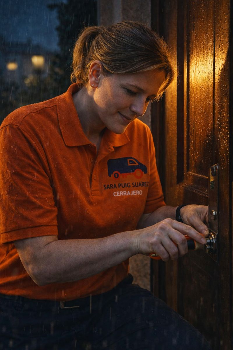 Cerrajero urgente en Sant Cugat del Vallès trabajando en puerta